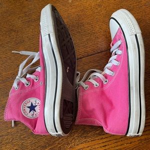 Pink high top converse size 6